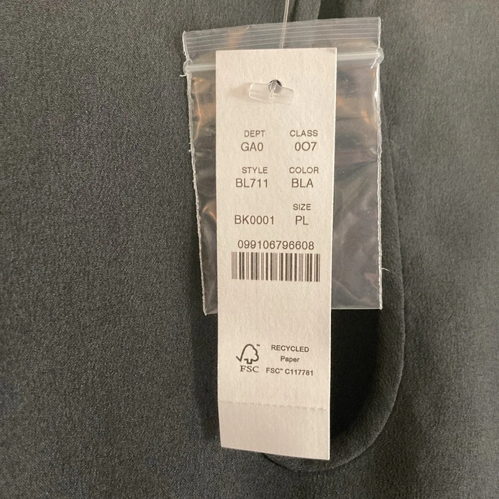 J.Crew Puff Sleeve Keyhole Crepe Blouse in Black (Size PL)
